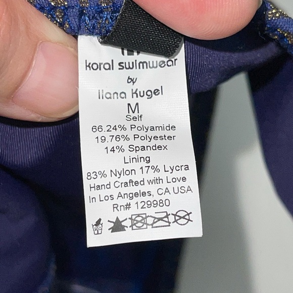 Koral Swim String Bikini Bottoms Blue Gold M - Picture 10 of 11